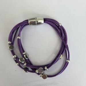 Purple Multi-Strand Bracelet with Silver Accents
